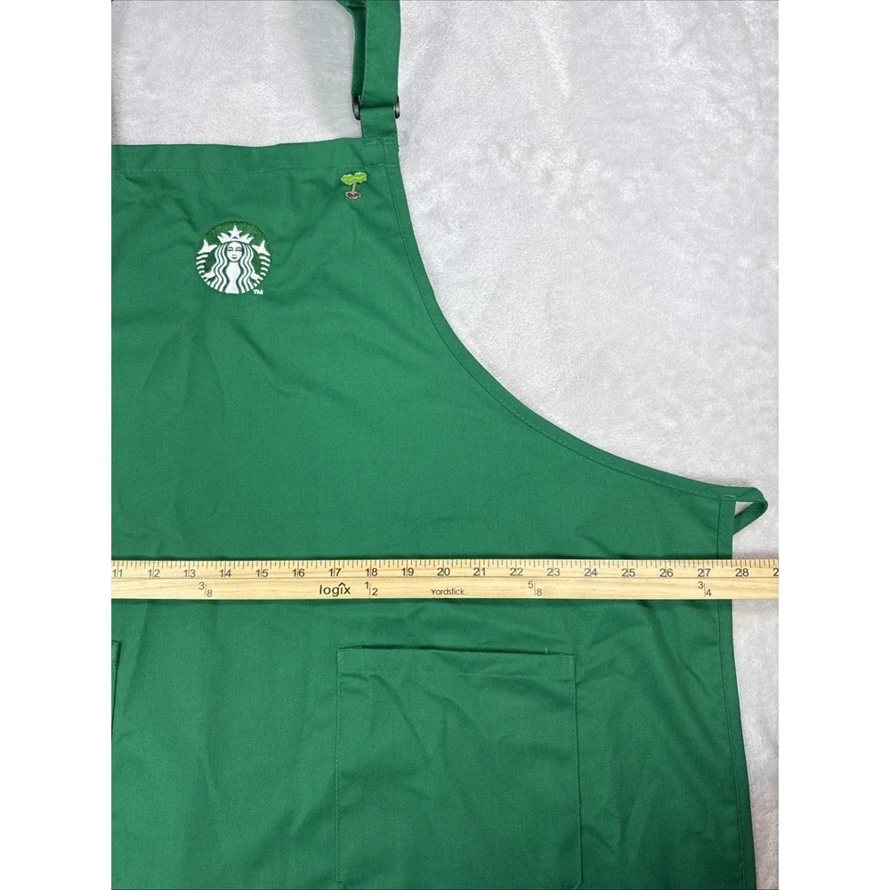 Starbucks Coffee Authentic Official Barista Green Apron With Barista Floral Pin